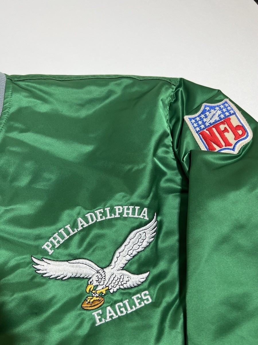 VTG 80s 90s Philadelphia Eagles Starter Satin Bomber Jacket Kelly 