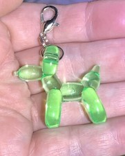 Green Acrylic Balloon Animal Dog Charm Zipper Pull & Keychain Add On Clip!!