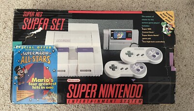 Super Nintendo SNES Console Super Mario World/Mario All Stars Box