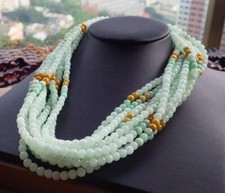Certified Green Yellow Burma 100 Natural A Jade Jadeite Beads Necklace