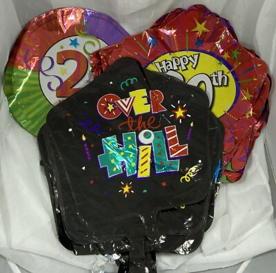 (60) AGE NUMBERED MYLAR BALLOONS - 16, 18, 21, 30, 40, 50, OVER THE HILL, ETC