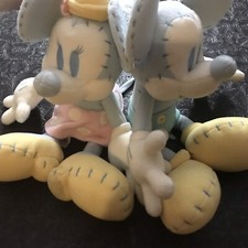 Vintage Pastel Mickey  Minnie Mouse Disney Store Plush Pair Duo
