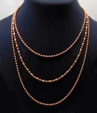 3 Pure COPPER Ball CHAIN 24" Necklaces 3.2mm ~3 Styles Round, Faceted, Ball-Bar
