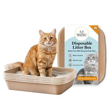 Disposable Cat Litter Box Jumbo, 6 Count, Durable and Portable for Travel and...
