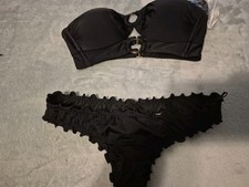 Sexy Hot Black 2 PC Thong Bikini Top Small Bottom Xsmall