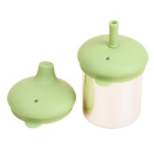 Green Baby Sippy Cup Double Walled Stainless Steel Straw Mug 200ml 1 PCS