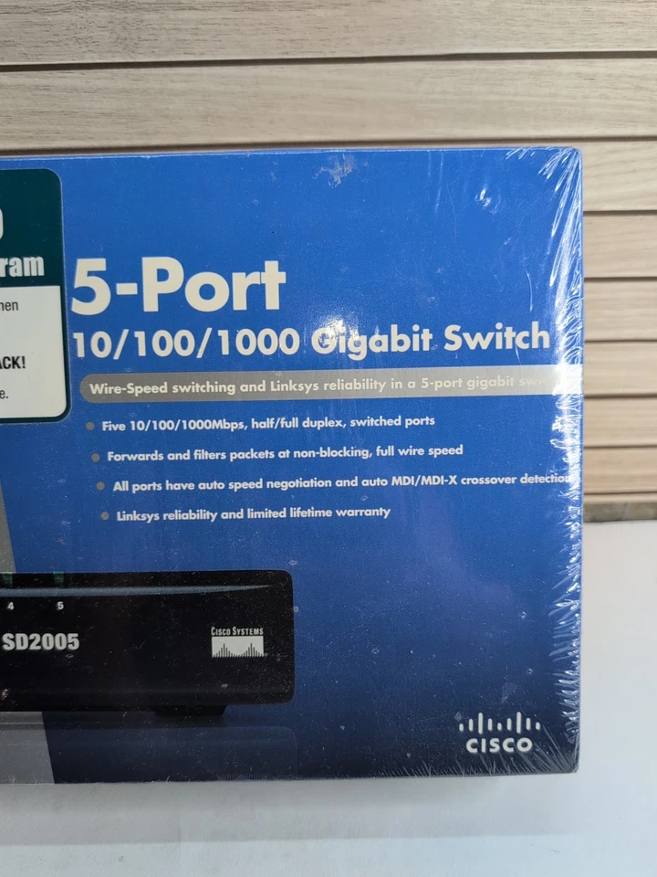 Cisco SD2005 5-Port 10/100/1000 Gigabit Switch - Brand New, Factory sealed - Image 3 of 4