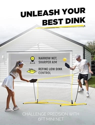 Portable 6FT Yellow Pickleball Rebounder Net for Solo Practice Portable 6FT Yellow Pickleball Rebounder Net for Solo Practice