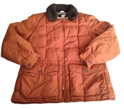 エディーバウアー down puffer jacket オレンジ Vintage Eddie Bauer Women's Down Jacket Orange Full Zip Puffer