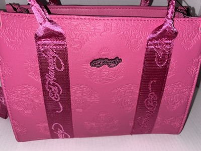 New Ed Hardy Hot Pink Tote Satchel Purse Crossbody Strap Bag