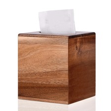 Tissue Box Cover Square, Acacia Wood Tissue Box Holder with Slide-Out Bottom,...
