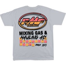 FMF Racing Askew T-Shirt Gray Large Mixing Gas and Hauling Ass Made in the USA
