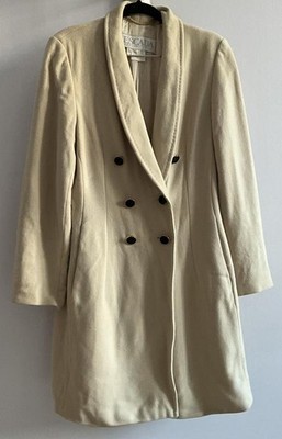 Women Escada Coat White Cashmere 36 / S / 44
