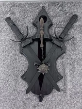 Vintage Medieval Sword & Mace Wall Decor Plaque Removable Miniature Weapons 