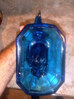 Vintage LE Smith Fighting Rooster Peacock Turquoise Cobalt Blue Glass Statue — photo 4