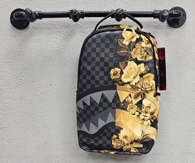 SPRAYGROUND LIMITED EDITION BACKPACK GOLD FLORAL REMIX SHARK ROSES METALLIC NEW