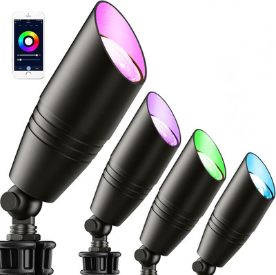 Smart RGB Low Voltage Landscape Lighting, 12V Color Changing Outdoor Spot Lights