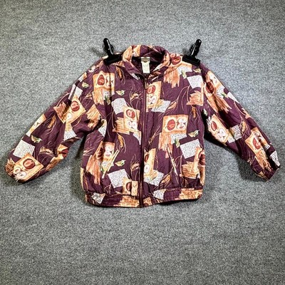 Vintage Out Brook Bomber Jacket Women's Large Multicolor Allover Print Full Zip
