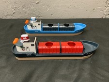 BRIO 2  Red  Blue Freight Cargo Ship Boats for Wooden Railway Accessories