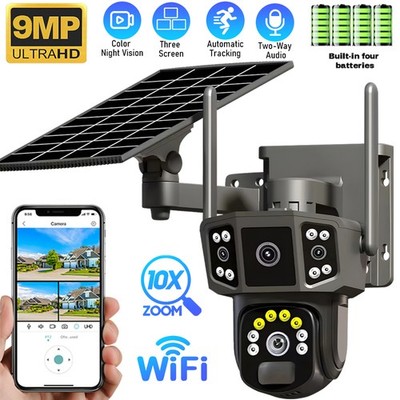 Camaras De Seguridad Solar Exterior 4K Wifi Inalambrica CCTV Con Visión nocturna