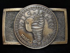 OE01103 VINTAGE 1970s  MICHELIN  TIRE COMPANY BRASSTONE BELT BUCKLE