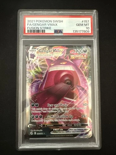 Pokemon SWSH Gengar VMAX 2021 Full Art Fusion Strike Card 157/264 PSA 10