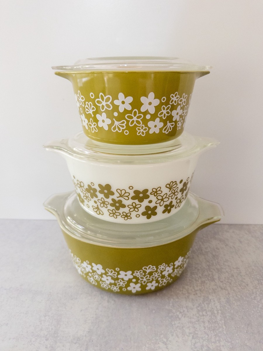 Vintage Pyrex Spring Blossom Pattern #473,#474,#475 Casserole Dishes and  Lids
