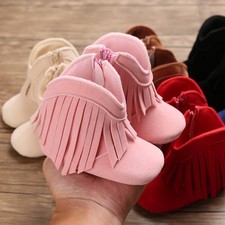 Baby Boy Girl Cowboy Fringe Boots Soft Sole Baby Crib Shoes