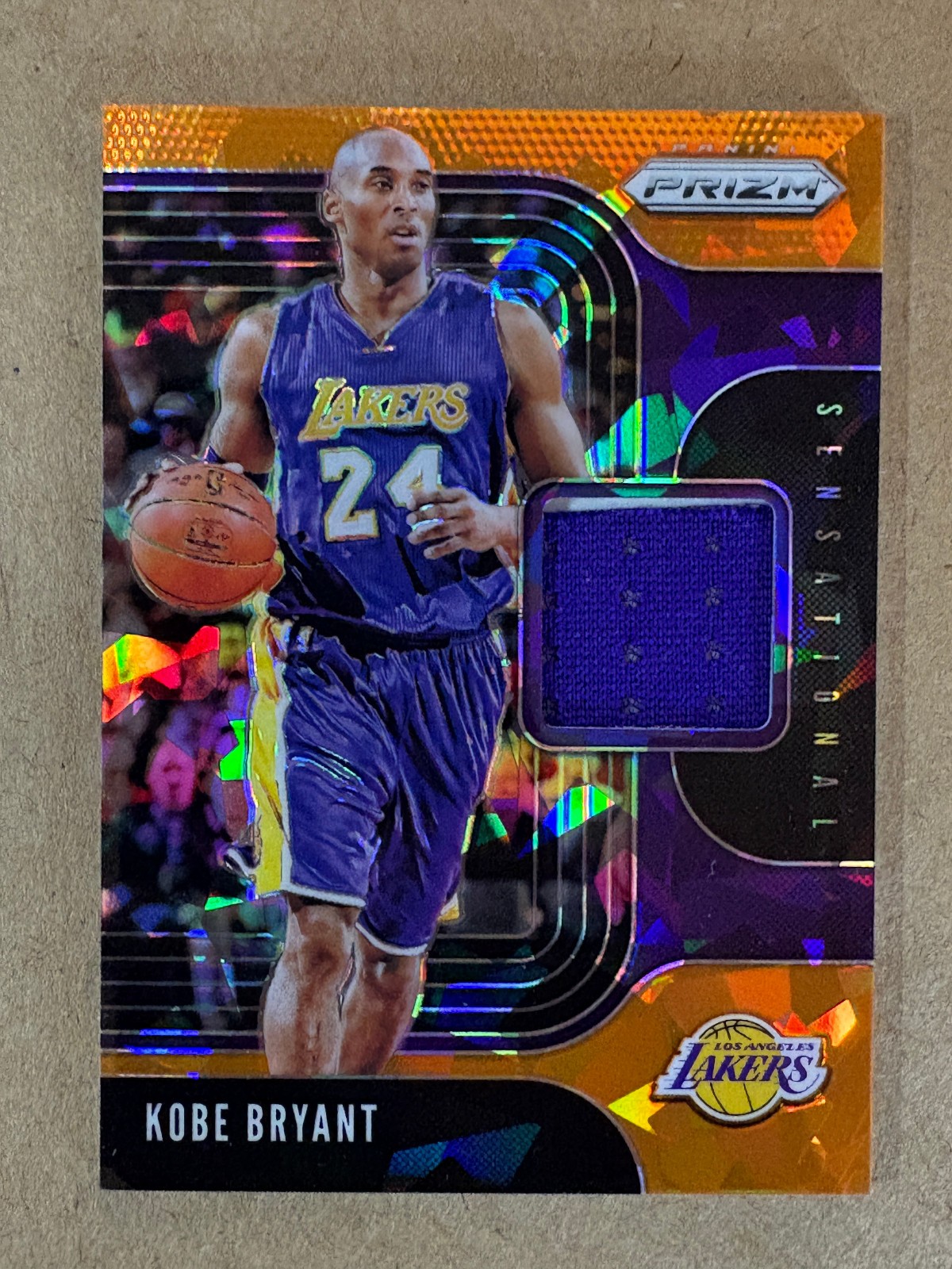 2019-20 Panini Prizm Kobe Bryant Game Worn Sensational Swatches Orange Ice