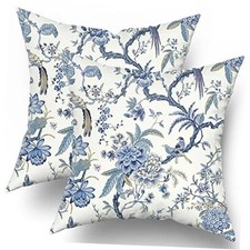 Chinoiserie Pillow Covers Set of 2 Blue and White Outdoor Pillows Bule Birds