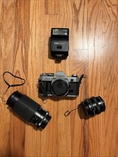 Canon AE-1 35mm SLR Film Camera Kit w/ 50mm Lens, Telephoto Zoom 188A Flash