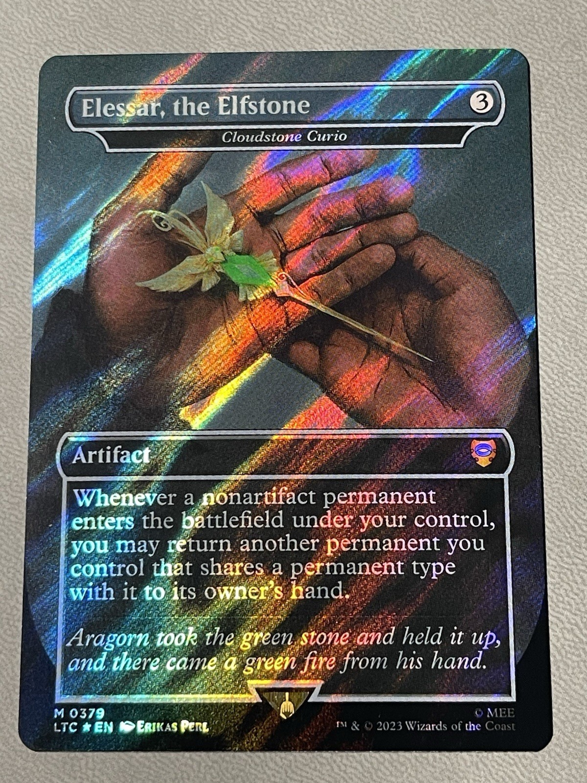 Elessar, the Elfstone | Cloudstone Curio, M 0379, casi nuevo Surge Foil Magic The Gathering TCG LotR LTC