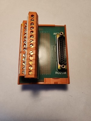 KLIPPON RD25- 25 TERMINALS W/25 PIN D-SUB MALE CONNECTOR, DIN-RAIL MOUNT, USED.