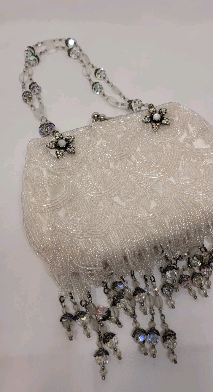 Todd Anthony White Beaded Evening Bag - Clutch Purse Handbag Wedding Bride