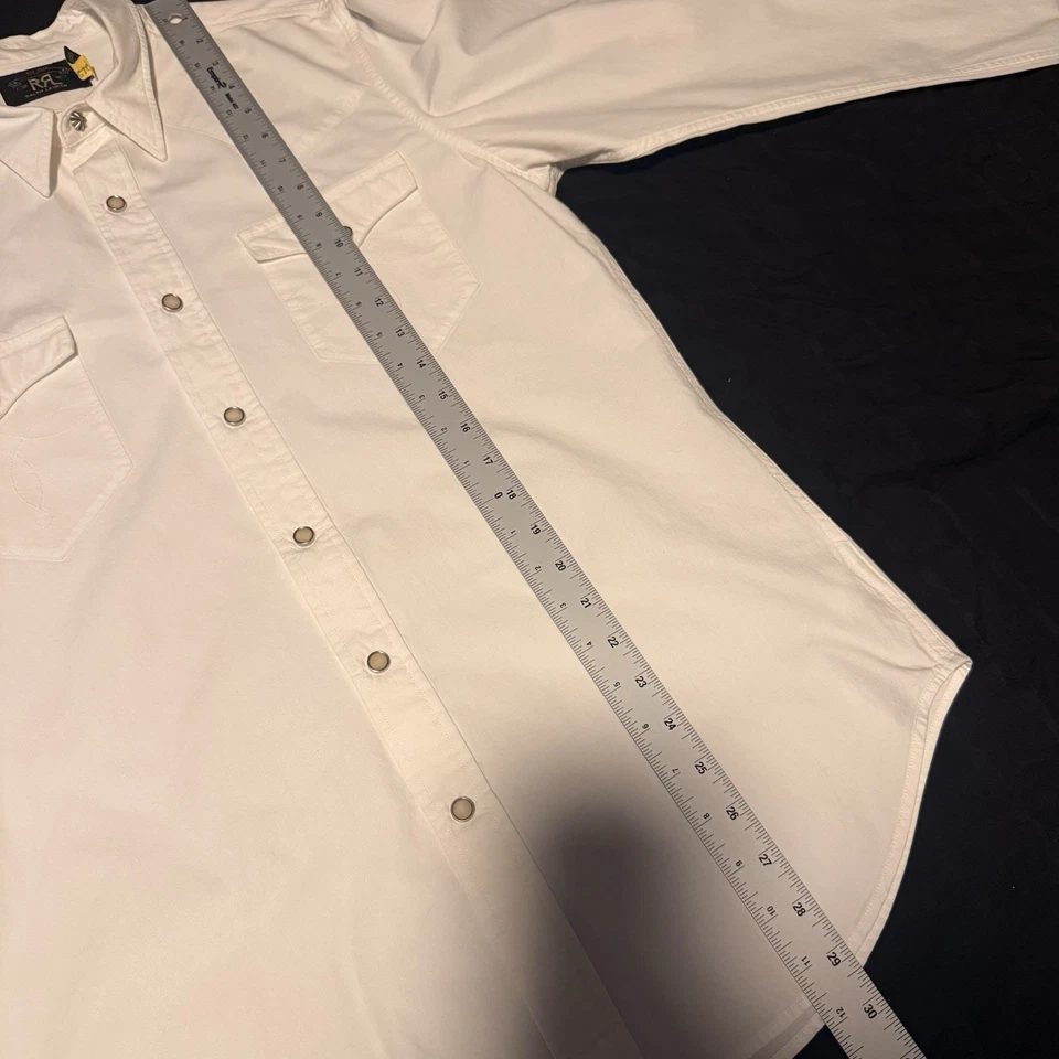 RRL Ralph Lauren Black Label Vintage White Cream Snap Front Western Shirt M.... - Image 3 of 4