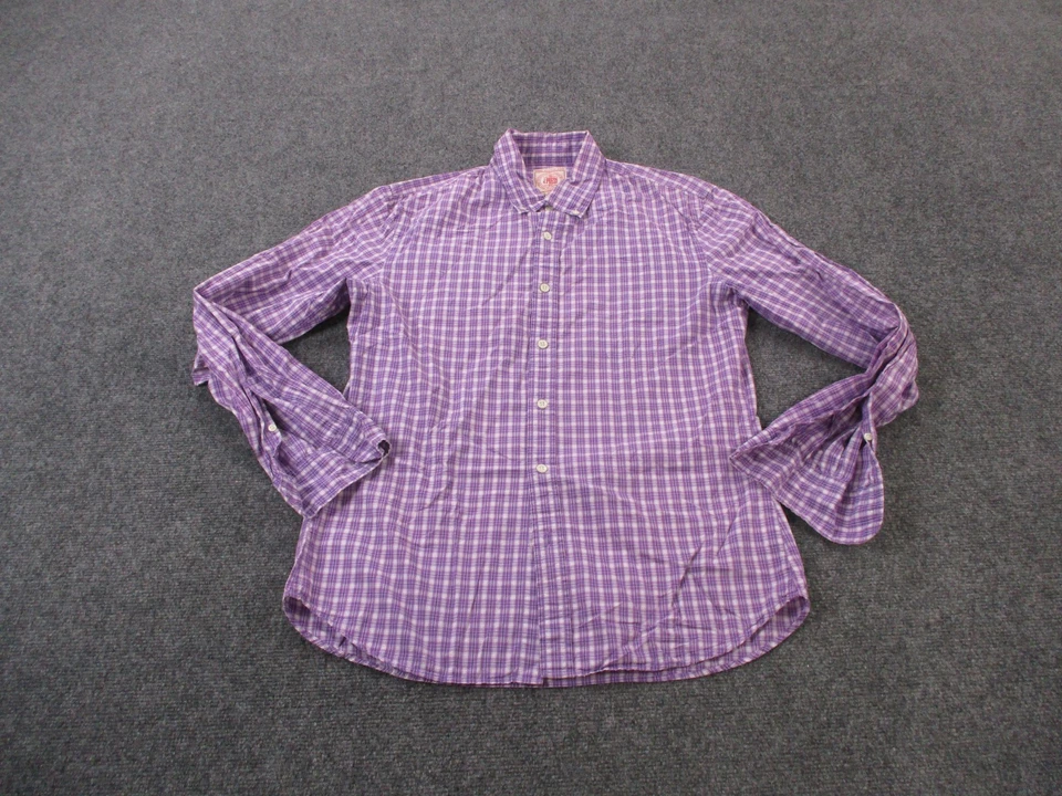 J Press Shirt Mens M Purple Plaid Dress Business Classic Work Country Adult - Image 2 of 4
