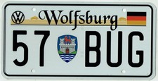 1957 Vw Wolfsburg Germany Volkswagen Bug Metal License Plate No Frame Bus Ghia 1957 Vw Wolfsburg Germany Volkswagen Bug Metal License Plate No Frame Bus Ghia