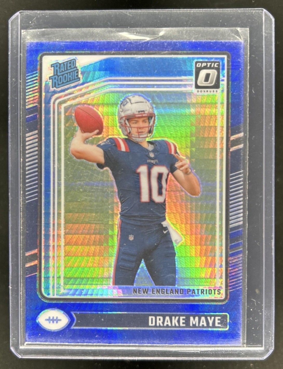 2024 Panini Donruss Optic Drake Maye Blue Hyper Rated Rookie #229 Patriots