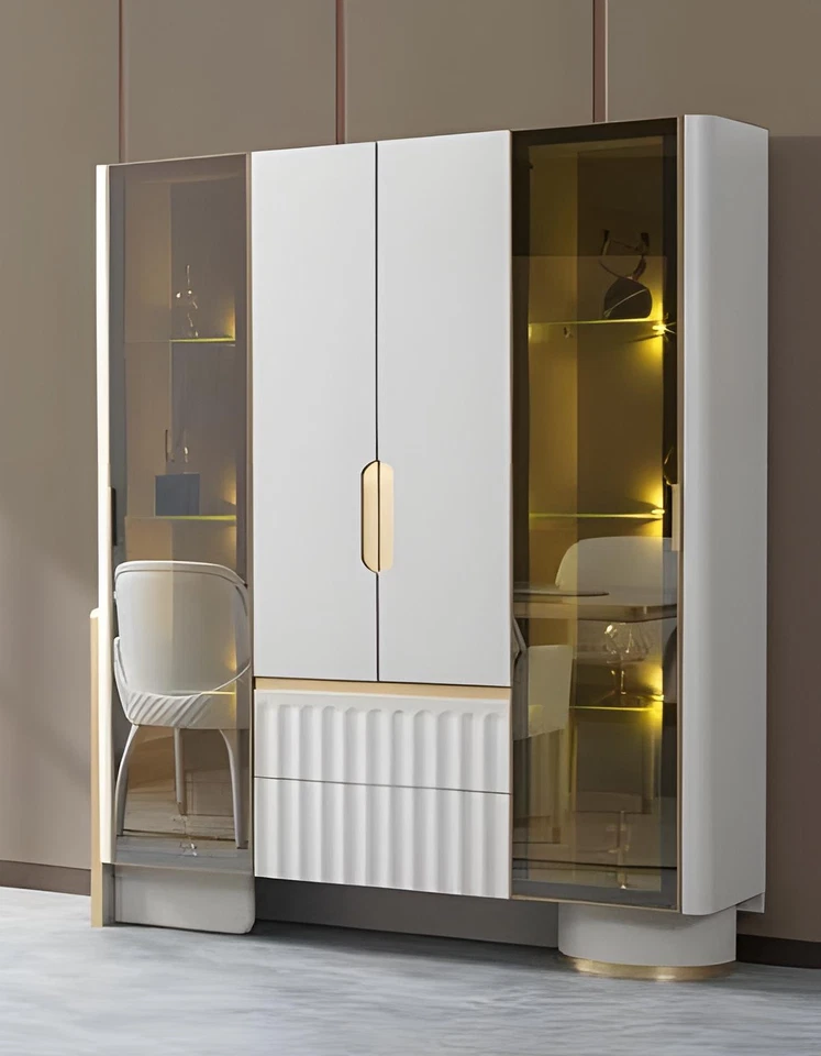 Moderne Weiße Wohnzimmer Vitrine Designer Verzierung Holzmöbel - Bild 1 von 1