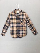 Abercrombie & Fitch Shirt Mens Medium Blue Brown Plaid Long Sleeve Button Up