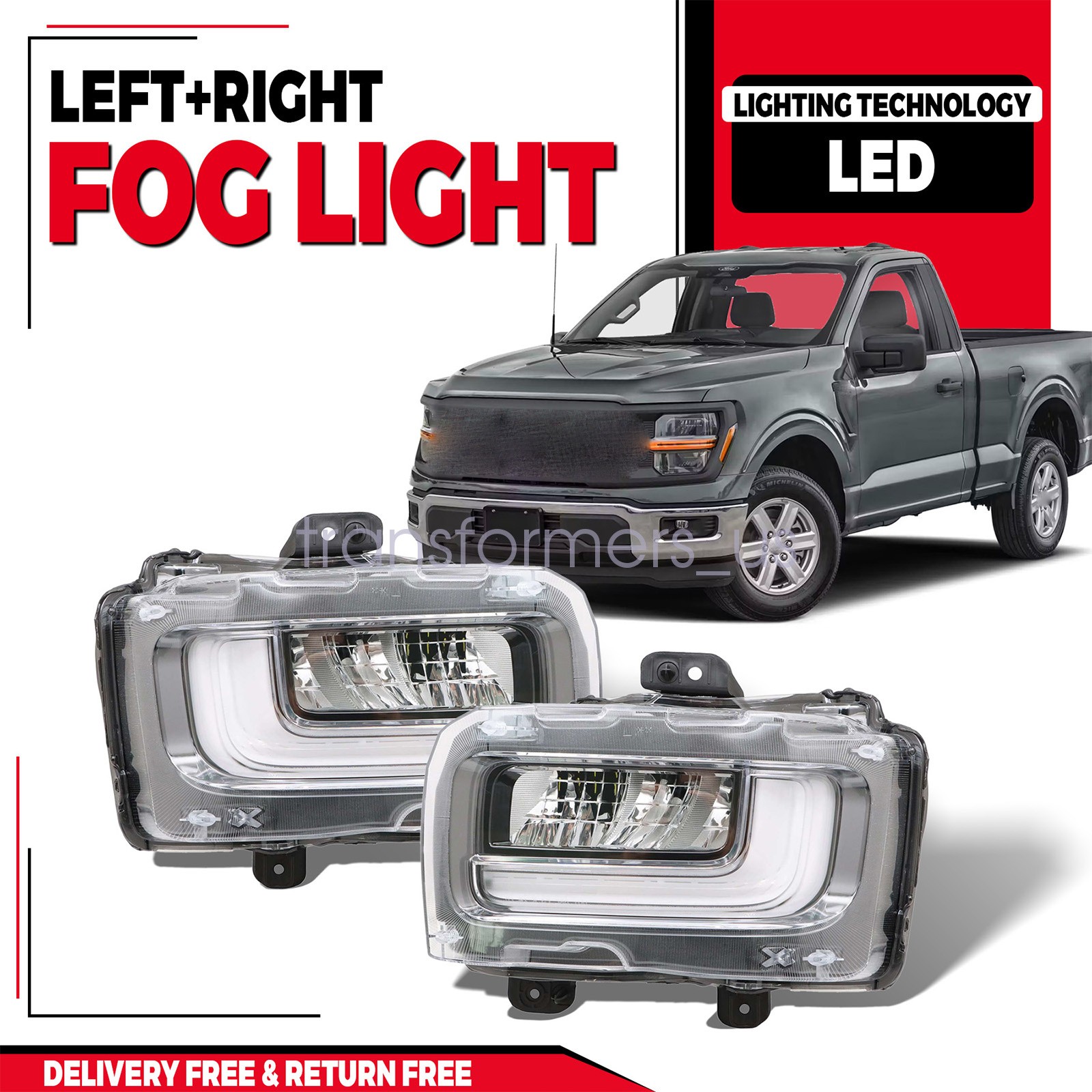 For 2024 2025 Ford F150 Driver+Passenger Side LED Fog Lamp RL3Z15201A RL3Z15200A
