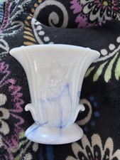 Acro Agate Lilly Marbled Small Vase - White with Blue Streaks. Made In Usa