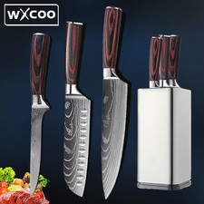 4 Pcs Kitchen Knife Set High Carbon Stainless Steel Chef Santoku Utility Cleaver