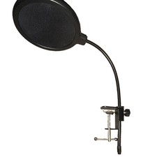 Microphone Pop Filter Wind Screen w/ Flexible Gooseneck Arm Clamp, Black