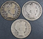 1899-POS 50C BARBER SILVER HALVES 3 Coins KM# 116 Grade: AG/G A7940