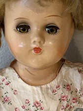 1940-1950s Doll Hard Plastic, Cloth Body 20" Blonde Braids Unbranded