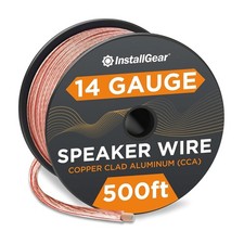 InstallGear 14 Gauge Wire AWG Speaker Wire 500ft - Clear - Speaker Cable fo...