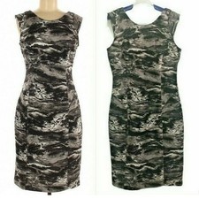 Gray Sleeveless Dress Womens Size 8 Sheath Stretch Career Back Zip