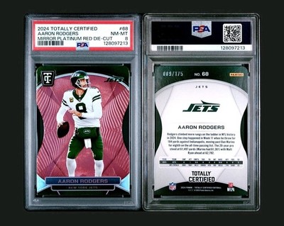 Aaron Rodgers Mirror Platinum Red Die-Cut #089/175 2024 Totally Certified PSA 8