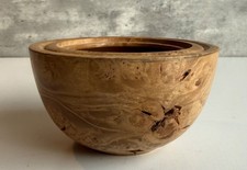 Vintage Hand-Carved Maple Burl Live Edge Wooden Bowl - Signed